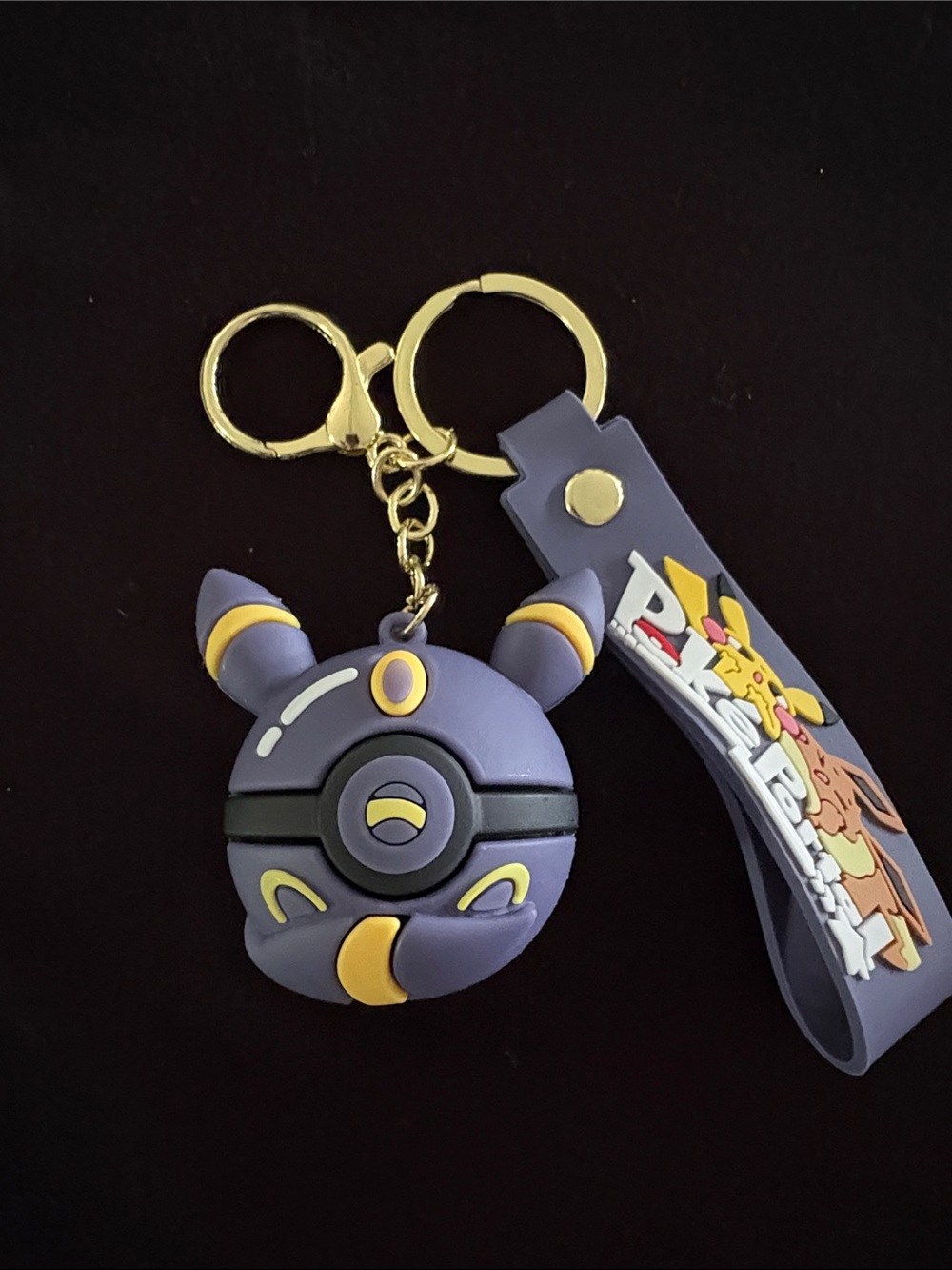 Purple Pokemon Poke Ball Keychain Bag Charm with Pikachu Strap